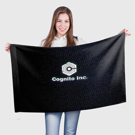 Флаг 3D с принтом Экран Cognito Inc в Курске, 100% полиэстер | плотность ткани — 95 г/м2, размер — 67 х 109 см. Принт наносится с одной стороны | знак | лого | надпись | помехи | экран