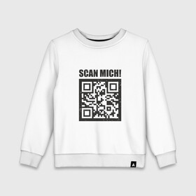 Детский свитшот хлопок с принтом Scan Mich в Курске, 100% хлопок | круглый вырез горловины, эластичные манжеты, пояс и воротник | coronavirus | covid | covid19 | qr code | qr код | sputnik | вакцина | вакцинация | вирус | здоровье | изоляция | иммунитет | карантин | ковид | код | корона | коронавирус | маркировка | маска | матрица | п | пандемия