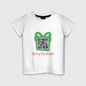 Детская футболка хлопок с принтом QR Christmas в Курске, 100% хлопок | круглый вырез горловины, полуприлегающий силуэт, длина до линии бедер | Тематика изображения на принте: coronavirus | covid | covid19 | qr code | qr код | sputnik | вакцина | вакцинация | вирус | здоровье | изоляция | иммунитет | карантин | ковид | код | корона | коронавирус | маркировка | маска | матрица | п | пандемия