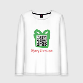 Женский лонгслив хлопок с принтом QR Christmas в Курске, 100% хлопок |  | coronavirus | covid | covid19 | qr code | qr код | sputnik | вакцина | вакцинация | вирус | здоровье | изоляция | иммунитет | карантин | ковид | код | корона | коронавирус | маркировка | маска | матрица | п | пандемия