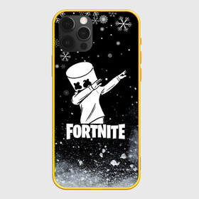 Чехол для iPhone 12 Pro с принтом НОВОГОДНИЙ FORTNITE MARSHMELLO в Курске, силикон | область печати: задняя сторона чехла, без боковых панелей | fortnite | fortnite 2 | fortnite x | game | marshmello | игра | маршмелло | новогодний | снежинки | фортнайт | фортнайт 2 | фортнайт глава 2