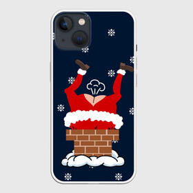 Чехол для iPhone 13 с принтом САНТА КЛАУС ЗАСТРЯЛ | SANTA в Курске,  |  | 2020 | 2021 | 2022 | christmas | merry | santa | дед мороз | кот | леденец | мяу | нг | новогодний | новый год | олени | рождество | санта клаус | свитер | узоры