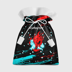 Подарочный 3D мешок с принтом Cyberpunk 2077 Белый снег в Курске, 100% полиэстер | Размер: 29*39 см | cd project red | cyberpunk 2077 | keanu reeves | samurai | киану ривз | киберпанк 2077 | новогодний | самураи | снег | снежинки