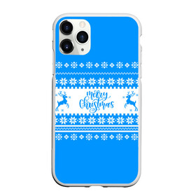 Чехол для iPhone 11 Pro матовый с принтом MERRY CHRISTMAS | BLUE в Курске, Силикон |  | 2020 | 2021 | 2022 | christmas | merry | santa | дед мороз | кот | леденец | мяу | нг | новогодний | новый год | олени | рождество | санта клаус | свитер | узоры