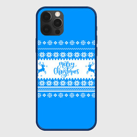 Чехол для iPhone 12 Pro Max с принтом MERRY CHRISTMAS | BLUE в Курске, Силикон |  | 2020 | 2021 | 2022 | christmas | merry | santa | дед мороз | кот | леденец | мяу | нг | новогодний | новый год | олени | рождество | санта клаус | свитер | узоры