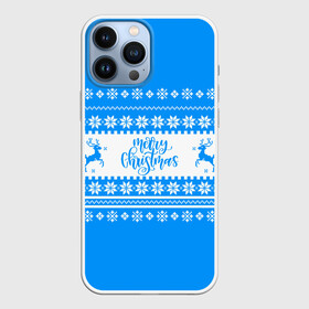 Чехол для iPhone 13 Pro Max с принтом MERRY CHRISTMAS | BLUE в Курске,  |  | 2020 | 2021 | 2022 | christmas | merry | santa | дед мороз | кот | леденец | мяу | нг | новогодний | новый год | олени | рождество | санта клаус | свитер | узоры