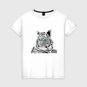 Женская футболка хлопок с принтом Черный Тигр 2022 в Курске, 100% хлопок | прямой крой, круглый вырез горловины, длина до линии бедер, слегка спущенное плечо | 2022 | год тигра 2022 | новогодние праздники | новый год