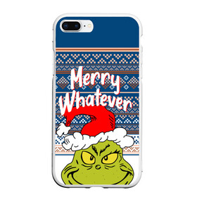 Чехол для iPhone 7Plus/8 Plus матовый с принтом MERRY WHATEVER | GRINCH в Курске, Силикон | Область печати: задняя сторона чехла, без боковых панелей | 2020 | 2021 | 2022 | christmas | grinch | merry | santa | whatever | гринч | дед мороз | леденец | нг | новогодний | новый год | олени | рождество | санта клаус | свитер | узоры