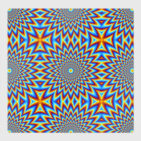 Магнитный плакат 3Х3 с принтом Пульсирующий синий цветок (иллюзия движения) в Курске, Полимерный материал с магнитным слоем | 9 деталей размером 9*9 см | абстракция | аум | галлюцинация | зазеркалье | игра ума | иллюзии | индиго | майя | мантра | медитация | мираж | неон | нирвана | обман зрения | ом | оптические иллюзии | просветление | психоделика