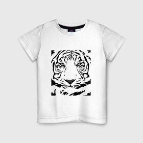 Детская футболка хлопок с принтом Год Черного Тигра 22 в Курске, 100% хлопок | круглый вырез горловины, полуприлегающий силуэт, длина до линии бедер | 2022 | tiger22 | новый 2022 год | новый год