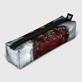 Пенал школьный 3D с принтом Сочная вишня под водой в Курске, 100% полиэстер | плотная ткань, застежка на молнии | zoom | вишня | вода | воздух | пузырьки | сочно | спелая | спелый