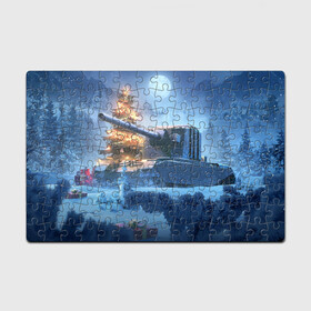 Головоломка Пазл магнитный 126 элементов с принтом World of Tanks Christmas в Курске, полимерный материал с магнитным слоем | 126 деталей, размер изделия —  180*270 мм | art | christmas | gifts | moon | new year | night | snow | tank | tree | winter | world of tanks | арт | елка | зима | луна | новый год | ночь | подарки | рождество | снег | танк