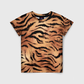 Детская футболка 3D с принтом Шкура тигра текстура в Курске, 100% гипоаллергенный полиэфир | прямой крой, круглый вырез горловины, длина до линии бедер, чуть спущенное плечо, ткань немного тянется | Тематика изображения на принте: 2022 | год тигра | новый год | новый год 2022 | символ года | тигр | тигренок | тигрица | тигры