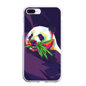 Чехол для iPhone 7Plus/8 Plus матовый с принтом Панда  с бамбуком в Курске, Силикон | Область печати: задняя сторона чехла, без боковых панелей | живопись | животное | медведь | панда | японский мишка