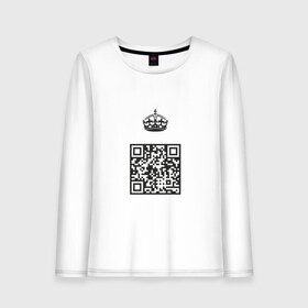 Женский лонгслив хлопок с принтом QR King в Курске, 100% хлопок |  | coronavirus | covid | covid19 | qr code | qr код | sputnik | вакцина | вакцинация | вирус | здоровье | изоляция | иммунитет | карантин | ковид | код | корона | коронавирус | маркировка | маска | матрица | п | пандемия