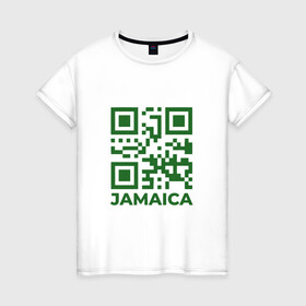 Женская футболка хлопок с принтом QR Jamaica в Курске, 100% хлопок | прямой крой, круглый вырез горловины, длина до линии бедер, слегка спущенное плечо | Тематика изображения на принте: coronavirus | covid | covid19 | qr code | qr код | sputnik | вакцина | вакцинация | вирус | здоровье | изоляция | иммунитет | карантин | ковид | код | корона | коронавирус | маркировка | маска | матрица | п | пандемия