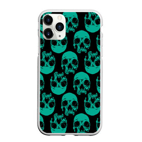 Чехол для iPhone 11 Pro Max матовый с принтом Узор из зелёных черепков в Курске, Силикон |  | fashion | hype | pattern | skull | мода | узор | хайп | череп