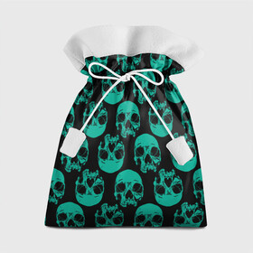 Подарочный 3D мешок с принтом Узор из зелёных черепков в Курске, 100% полиэстер | Размер: 29*39 см | Тематика изображения на принте: fashion | hype | pattern | skull | мода | узор | хайп | череп