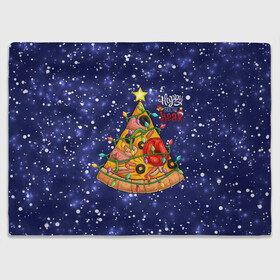 Плед 3D с принтом Новогодняя Елка Пицца в Курске, 100% полиэстер | закругленные углы, все края обработаны. Ткань не мнется и не растягивается | christmas | pizza | гирлянда | елка | ель | звезда | новый год | пицца | рождество