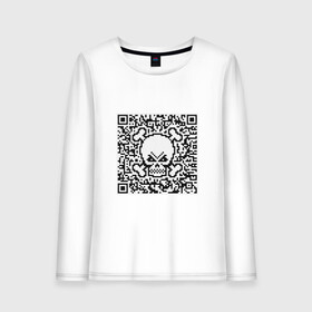 Женский лонгслив хлопок с принтом QR Skull в Курске, 100% хлопок |  | coronavirus | covid | covid19 | qr code | qr код | sputnik | вакцина | вакцинация | вирус | здоровье | изоляция | иммунитет | карантин | ковид | код | корона | коронавирус | маркировка | маска | матрица | п | пандемия