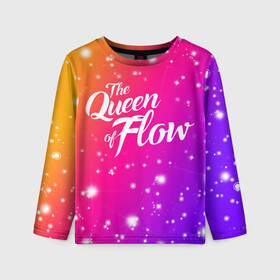 Детский лонгслив 3D с принтом QUEEN FLOW   КОРОЛЕВА ПОТОКА   STAR GRADIENT в Курске, 100% полиэстер | длинные рукава, круглый вырез горловины, полуприлегающий силуэт
 | Тематика изображения на принте: netflix | queen flow | королева потока | нетфликс | сериал | супергерой | фильмы