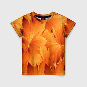 Детская футболка 3D с принтом Кленовая сладость в Курске, 100% гипоаллергенный полиэфир | прямой крой, круглый вырез горловины, длина до линии бедер, чуть спущенное плечо, ткань немного тянется | желтый | клен | кленовый лист | лист | листопад | листья | оранжевый | осень