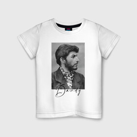 Детская футболка хлопок с принтом Молодой Сталин   пижон в Курске, 100% хлопок | круглый вырез горловины, полуприлегающий силуэт, длина до линии бедер | chief | dandy | dictator | dude | hype | stalin | вождь | диктатор | пижон | сталин | хайп | щёголь