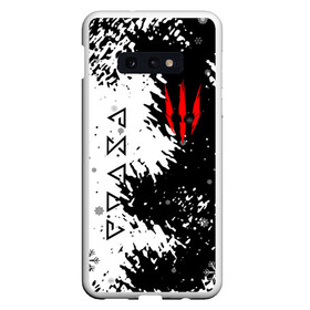 Чехол для Samsung S10E с принтом THE WITCHER НОВОГОДНИЙ в Курске, Силикон | Область печати: задняя сторона чехла, без боковых панелей | geralt | the witcher | the witcher wild hunt | witcher | ведьмак | ведьмак 3 | геральт | новогодний | с новым годом | сериал | снежинки