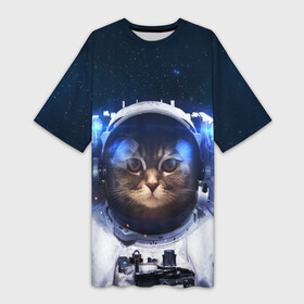 Платье-футболка 3D с принтом КОТИК В КОСМОСЕ  CAT IN SPACE в Курске,  |  | animals | astronaut | cat | galaxy | humor | nebula | planets | space | stars | universe | астронавт | вселенная | галактика | животные | звезды | космонавт | космос | кот | планеты | туманность | юмор