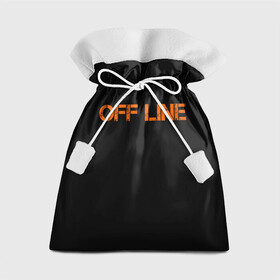 Подарочный 3D мешок с принтом офлайн offline в Курске, 100% полиэстер | Размер: 29*39 см | Тематика изображения на принте: offline | минимализм | оранжевая надпись | офлайн | слово | черный фон
