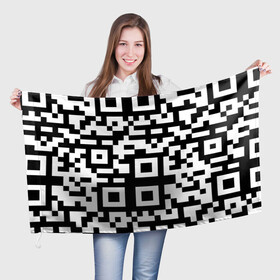 Флаг 3D с принтом qr code куаркод в Курске, 100% полиэстер | плотность ткани — 95 г/м2, размер — 67 х 109 см. Принт наносится с одной стороны | covid | qr code | антикороновирус | ковид | куаркод | привика