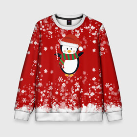 Детский свитшот 3D с принтом Пингвин в новогодней шапочке в Курске, 100% полиэстер | свободная посадка, прямой крой, мягкая тканевая резинка на рукавах и понизу свитшота | 2021 | 2022 | happy new year 2022 | новогодний пингвин | новый год | новый год 2022 | пингвин | праздник | снежинки | снежный пингвин