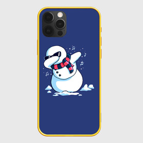 Чехол для iPhone 12 Pro с принтом Dab Snowman in a scarf в Курске, силикон | область печати: задняя сторона чехла, без боковых панелей | 2022 | 22 | christmas | dab | dub | new | notes | scarf | snow | snowman | snowy | woman | year | баба | год | даб | новый | ноты | очки | рождество | снег | снеговик | снежная | шарф