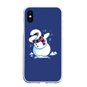 Чехол для iPhone XS Max матовый с принтом Dab Snowman in a scarf в Курске, Силикон | Область печати: задняя сторона чехла, без боковых панелей | 2022 | 22 | christmas | dab | dub | new | notes | scarf | snow | snowman | snowy | woman | year | баба | год | даб | новый | ноты | очки | рождество | снег | снеговик | снежная | шарф