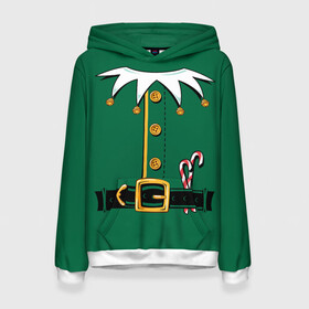 Женская толстовка 3D с принтом Christmas Elf Outfit в Курске, 100% полиэстер  | двухслойный капюшон со шнурком для регулировки, мягкие манжеты на рукавах и по низу толстовки, спереди карман-кенгуру с мягким внутренним слоем. | christmas | claus | clothes | deer | elf | frost | helpers | new | north | outfit | pole | santa | year | год | дед | клаус | мороз | новый | одежда | олени | полюс | помощники | рождественский | рождество | санта | санты | северный | эльф