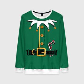 Женский свитшот 3D с принтом Christmas Elf Outfit в Курске, 100% полиэстер с мягким внутренним слоем | круглый вырез горловины, мягкая резинка на манжетах и поясе, свободная посадка по фигуре | christmas | claus | clothes | deer | elf | frost | helpers | new | north | outfit | pole | santa | year | год | дед | клаус | мороз | новый | одежда | олени | полюс | помощники | рождественский | рождество | санта | санты | северный | эльф