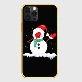 Чехол для iPhone 12 Pro с принтом Cartoon Dab Snowman в Курске, силикон | область печати: задняя сторона чехла, без боковых панелей | Тематика изображения на принте: 2022 | 22 | cartoon | christmas | dab | dub | mult | new | notes | scarf | snow | snowman | snowy | woman | year | баба | год | даб | мультяшный | новый | очки | рождество | снег | снеговик | снежная | шарф