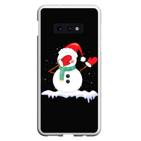 Чехол для Samsung S10E с принтом Cartoon Dab Snowman в Курске, Силикон | Область печати: задняя сторона чехла, без боковых панелей | Тематика изображения на принте: 2022 | 22 | cartoon | christmas | dab | dub | mult | new | notes | scarf | snow | snowman | snowy | woman | year | баба | год | даб | мультяшный | новый | очки | рождество | снег | снеговик | снежная | шарф