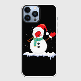 Чехол для iPhone 13 Pro Max с принтом Cartoon Dab Snowman в Курске,  |  | Тематика изображения на принте: 2022 | 22 | cartoon | christmas | dab | dub | mult | new | notes | scarf | snow | snowman | snowy | woman | year | баба | год | даб | мультяшный | новый | очки | рождество | снег | снеговик | снежная | шарф