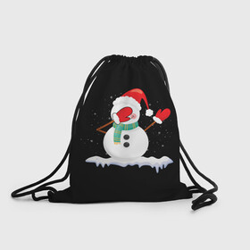 Рюкзак-мешок 3D с принтом Cartoon Dab Snowman в Курске, 100% полиэстер | плотность ткани — 200 г/м2, размер — 35 х 45 см; лямки — толстые шнурки, застежка на шнуровке, без карманов и подкладки | Тематика изображения на принте: 2022 | 22 | cartoon | christmas | dab | dub | mult | new | notes | scarf | snow | snowman | snowy | woman | year | баба | год | даб | мультяшный | новый | очки | рождество | снег | снеговик | снежная | шарф
