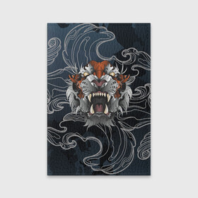 Обложка для паспорта матовая кожа с принтом Рычащий Тигр в японском стиле в Курске, натуральная матовая кожа | размер 19,3 х 13,7 см; прозрачные пластиковые крепления | волны | символ года | тигр | хищник | япония