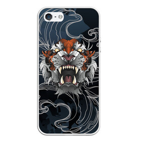 Чехол для iPhone 5/5S матовый с принтом Рычащий Тигр в японском стиле в Курске, Силикон | Область печати: задняя сторона чехла, без боковых панелей | волны | символ года | тигр | хищник | япония