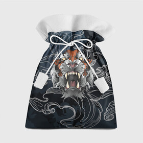 Подарочный 3D мешок с принтом Рычащий Тигр в японском стиле в Курске, 100% полиэстер | Размер: 29*39 см | Тематика изображения на принте: волны | символ года | тигр | хищник | япония