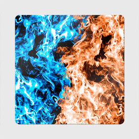 Магнит виниловый Квадрат с принтом Огненное пламя в Курске, полимерный материал с магнитным слоем | размер 9*9 см, закругленные углы | blue fire | blue flame | fire | fire and ice | fire and water | flame | neon | в огне | горящий | инь ян | инь янь | искры | неон | неоновый огонь | огненный | огонь | огонь и вода | огонь и лед | пламя | пожар | противостояние