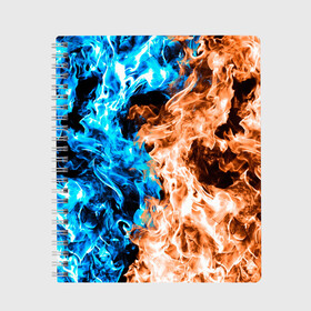 Тетрадь с принтом Огненное пламя в Курске, 100% бумага | 48 листов, плотность листов — 60 г/м2, плотность картонной обложки — 250 г/м2. Листы скреплены сбоку удобной пружинной спиралью. Уголки страниц и обложки скругленные. Цвет линий — светло-серый
 | Тематика изображения на принте: blue fire | blue flame | fire | fire and ice | fire and water | flame | neon | в огне | горящий | инь ян | инь янь | искры | неон | неоновый огонь | огненный | огонь | огонь и вода | огонь и лед | пламя | пожар | противостояние