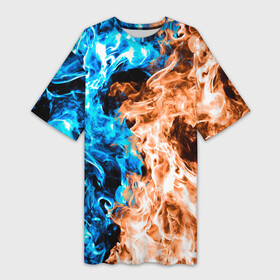 Платье-футболка 3D с принтом Огненное пламя в Курске,  |  | blue fire | blue flame | fire | fire and ice | fire and water | flame | neon | в огне | горящий | инь ян | инь янь | искры | неон | неоновый огонь | огненный | огонь | огонь и вода | огонь и лед | пламя | пожар | противостояние