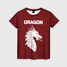 Женская футболка 3D с принтом WHITE_DRAGON в Курске, 100% полиэфир ( синтетическое хлопкоподобное полотно) | прямой крой, круглый вырез горловины, длина до линии бедер | Тематика изображения на принте: dragon | white | white dragon | белый | белый дракон | дракон | дракон вектор