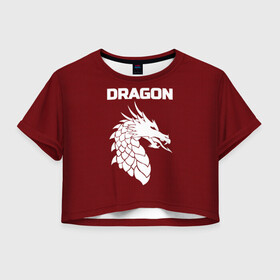 Женская футболка Crop-top 3D с принтом WHITE_DRAGON в Курске, 100% полиэстер | круглая горловина, длина футболки до линии талии, рукава с отворотами | Тематика изображения на принте: dragon | white | white dragon | белый | белый дракон | дракон | дракон вектор