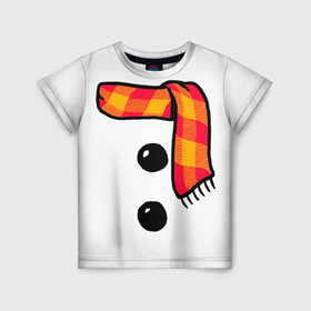 Детская футболка 3D с принтом Snowman Outfit в Курске, 100% гипоаллергенный полиэфир | прямой крой, круглый вырез горловины, длина до линии бедер, чуть спущенное плечо, ткань немного тянется | attributes | buttons | christmas | new | scarf | snow | snowman | snowy | woman | year | атрибутика | баба | год | новый | пуговица | пуговицы | рождество | снег | снеговик | снежная | шарф