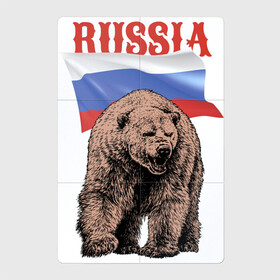 Магнитный плакат 2Х3 с принтом Русский свирепый медведь в Курске, Полимерный материал с магнитным слоем | 6 деталей размером 9*9 см | bear | courage | fearlessness | flag | force | muzzle | paws | power | russia | бесстрашие | лапы | медведь | мощь | мужество | отвага | россия | сила | флаг